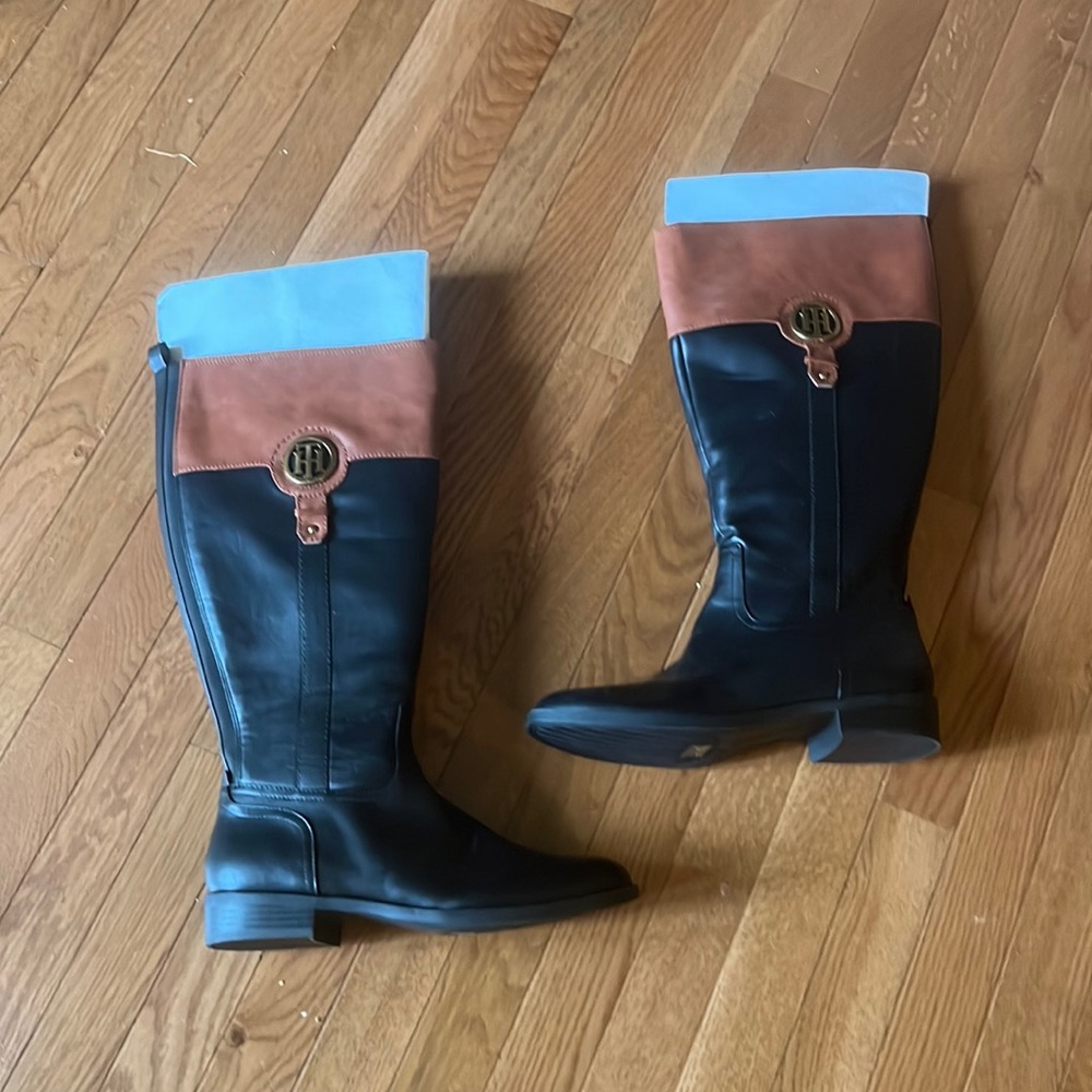 New without box Tommy Hilfiger size 10 wide calf boot man-made materials.
